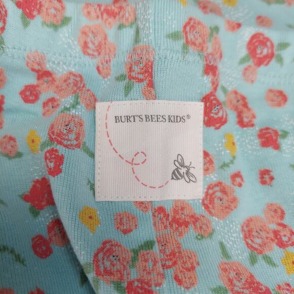 Burt's Bees Floral Organic Cotton Snug Fit Pink & Teal Pajama Set 2T - Picture 7 of 7